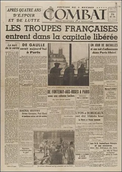 Quel est le rédacteur en chef du journal "Combat" ?